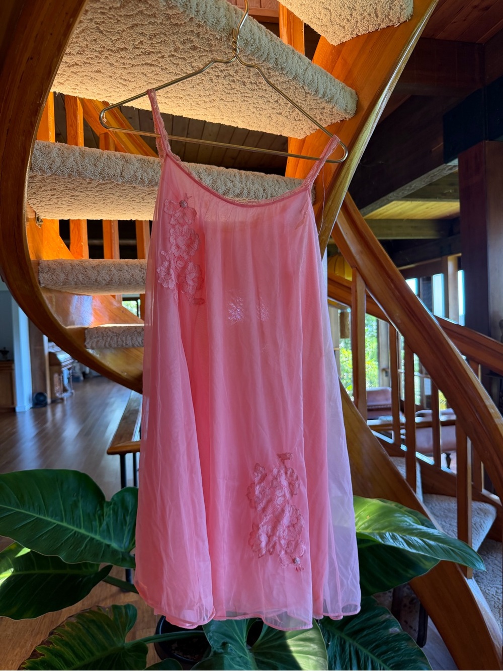 Vintage Pink Peignoir slip nightie imperfection but fabulous - Picture 2 of 14
